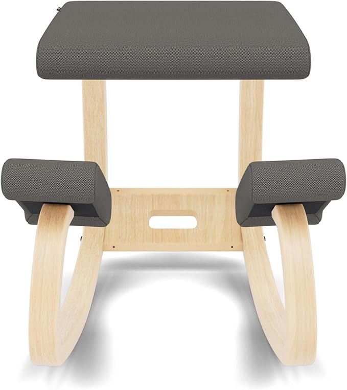 Varier Variable Natural/Grey Ergonomic Office Kneeling Chair for Desk for Desk – Back Pain Relief, Rocking Seat for Home, Study & Posture Support – 10 Year Limited Warranty