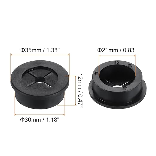 uxcell Cable Cord Grommet, 1 3/16" Inch (30mm) Desk Grommet Flexible Rubber Grommets Wire Hole Cover Pass Through for Office Computer Desk Wire Organizer, Black