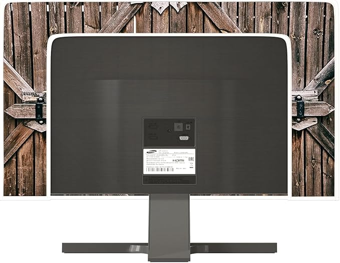 Old Wood Gate Waterproof Screen TV Cover 58,59,60 Inch Vintage Wooden Barn Door Anti-Scratch Anti-Static Protective Sleeve for LCD LED PC Desktop and Home Hanging TV，Rustic Farmhouse
