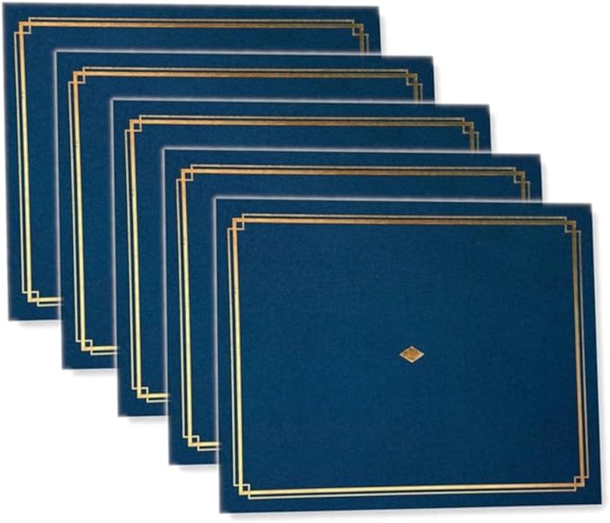 Gartner Studios Navy Blue with Gold Foil Detail Certificate Holders, Blue Award Holder, Navy Certificate Holder for Diploma, Fits 8.5" x 11" Documents, 36 Count (54516)