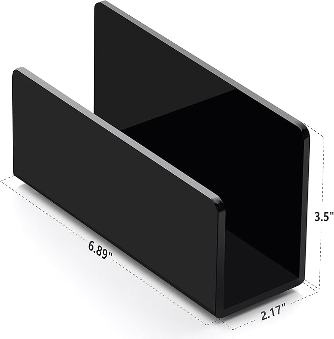 Acrylic Desk Mail Organizer Sorter, Black Small File Holders, Countertop Letter Envelope Bill Filling Folders Organization, Paper Document Storage Rack for Office,Home, School