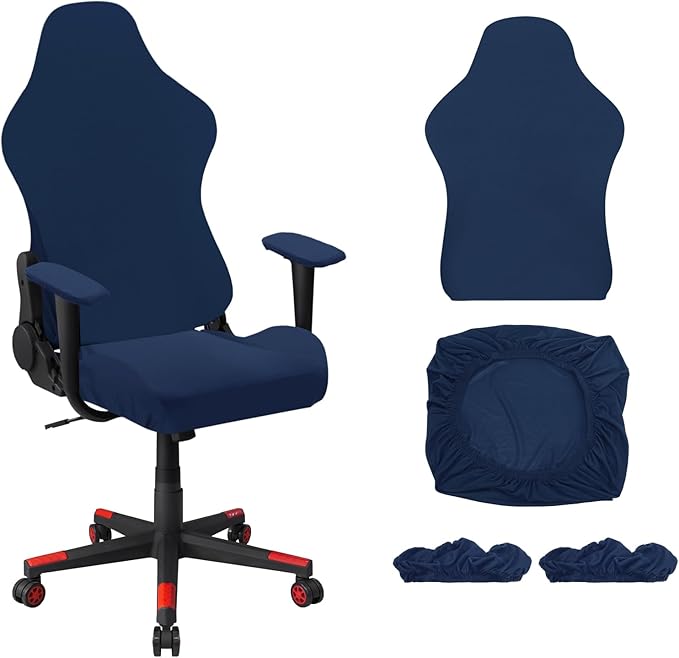 uxcell Gaming Chair Covers, Stretchable Office Computer Chair Slipcover with Armrest Covers, Elastic Seat Protector for Office Reclining Racing Game Chair, Blue