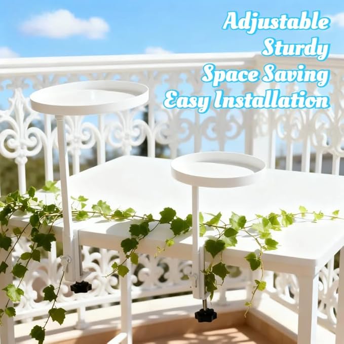 2Pack 8.3inch Adjustable Window Plant Shelves - Metal Clamp-on Windowsill Extension Tray, Floating Planter Stand for Indoor Plants Home Decor (white)