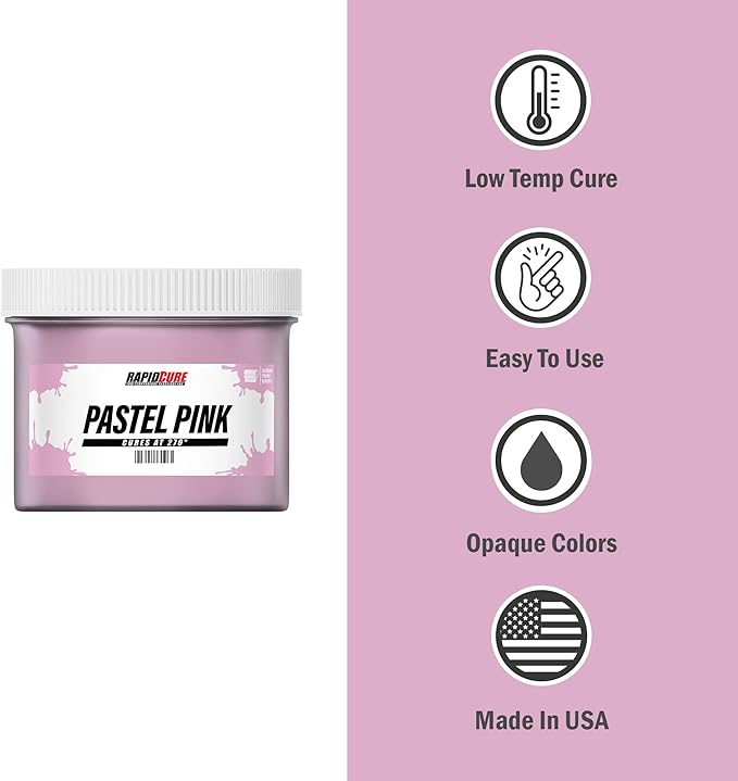 Rapid Cure® Screen Printing Ink Pastel Pink (Quart - 32 oz.) - Plastisol Ink for Screen Printing Fabric - Low Temperature Curing Plastisol by Screen Print Direct - Pink Plastisol Ink for Silk Screens