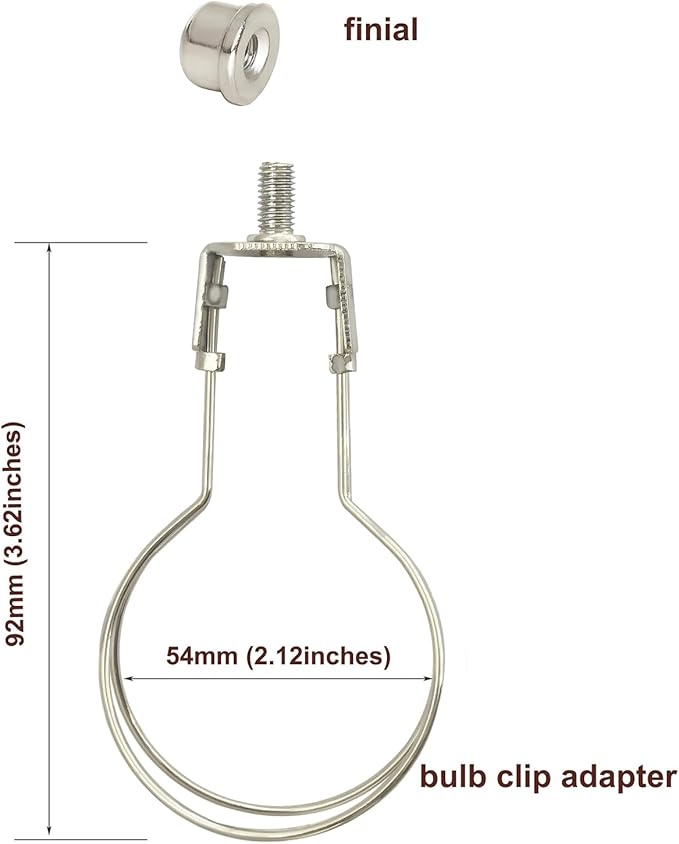 GY & CK® Lampshade Adapter Leveller, Light Bulb Clip Adapter .Lamp Shade Holder for Clip On Light Bulbs with Finial Set DIY Lamp Parts (2 PACK) (Nickel)