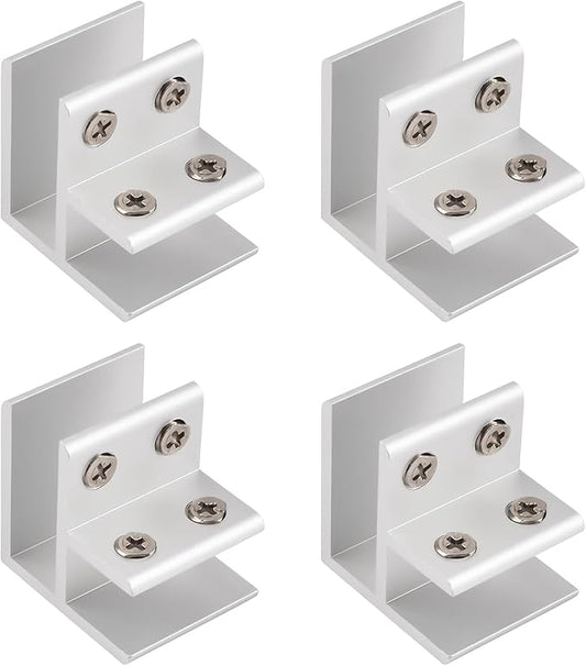 INCREWAY Glass Clamp, 4Pcs Adjustable 90 Degrees Glass Clips Aluminum Alloy Glass Shelf Support Bracket, Glass Holder Connector for 14-16mm Thick Glass