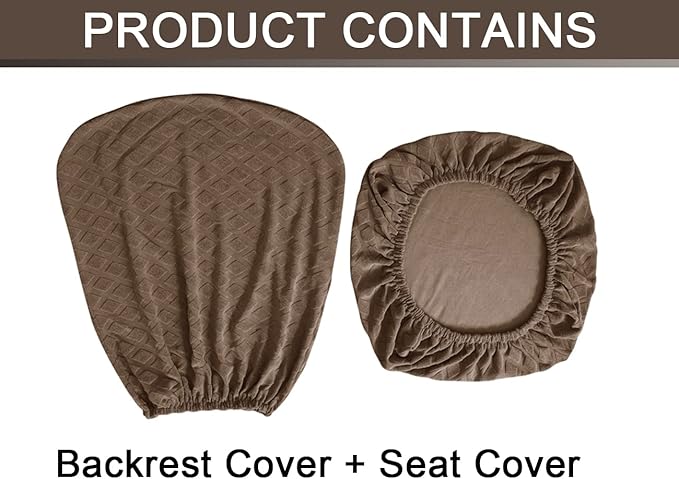 Office Chair Cover Universal Rotating Chair Slipcovers Stretch Removable Protector Computer Chair Seat Cover (Brown, Chair Seat Cover + Backrest Cover)