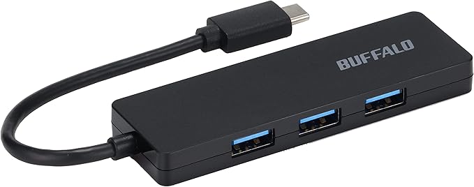 Buffalo USB HUB PS5 iMac MacBook Air/Pro Compatible with TypeC USB3.1 Gen1 4 Port Bus Power Black Slim Design Lightweight Remote Telework Home Work BSH4U125C1BK