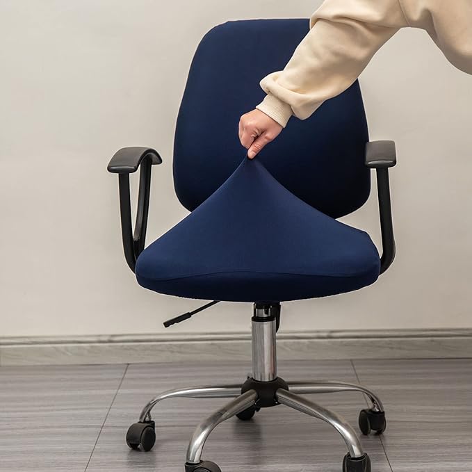 Melaluxe Computer Office Chair Covers, Protective & Stretchable Universal Chair Cover, Stretch Rotating Chair Slipcover (Navy)