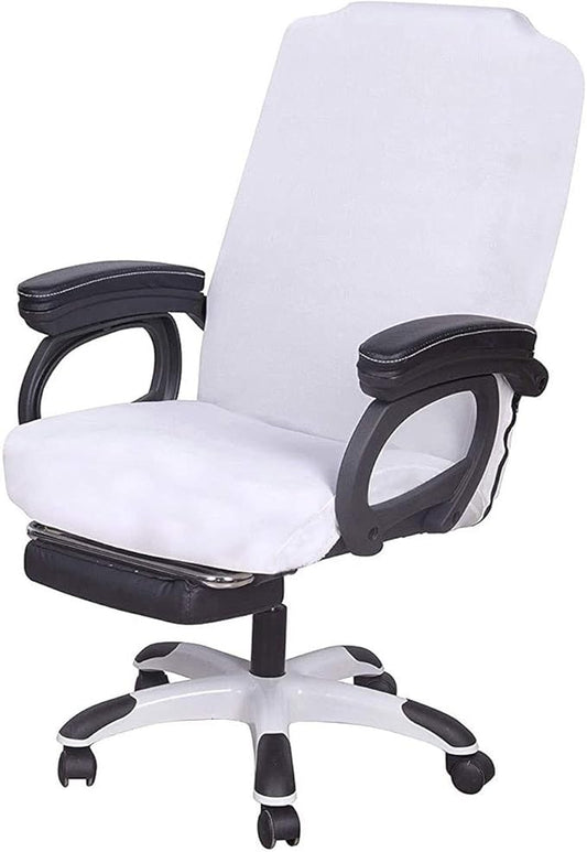 SARAFLORA Office Chair Cover- Medium, White- Removable Computer Chair Cover for Office Chair with Zipper for Universal Rotating Chair Desk Chair Cover Chair Seat Washable Protector for Pets