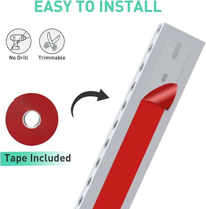 ENONCI Updated White Cable Raceway Kit, 31(2x15.5 inch Open Slot Wire Covers for Cords, Cable Management System to Hide Under Desk/TV/Computer/Net/Power Cords (Pack 2)