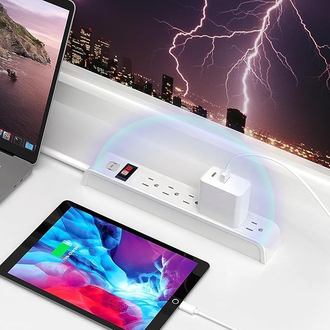 TiFFCOFiO Surge Protector Power Strip, 15 Feet Extension Cord, 600 Joules Surge Protection, Multiple Protection 6 Outlet Strip, 14 AWG Cord, 15A/1875W, ETL Listed