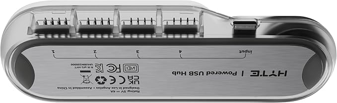 Hyte Powered Internal USB Hub - 4 USB 2.0 Output Headers, Motherboard USB 9Pin Extension, Extra-Strength Magnets and Adhesive Strip Included, Modern Internal Expansion - Crystal