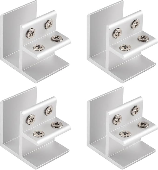 INCREWAY Glass Clamp, 4Pcs Adjustable 90 Degrees Clips Aluminum Alloy Shelf Support Bracket, Glass Holder Connector for 15-20mm Thick