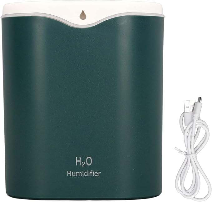 Bedroom Humidifier, 2L Water 12 To 20h USB Port 2 Mode Desk Humidifier Dual Sprayer for Dorm(Green)