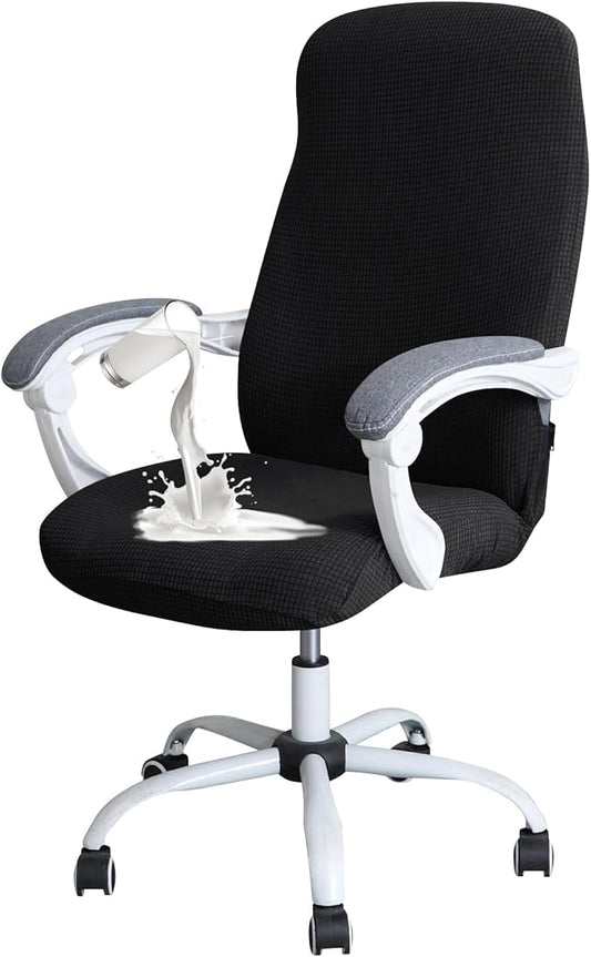 FORCHEER Extra Large Office Chair Cover Black Stretch Water Resistant Executive High Back Computer Chair Slipcover 1 Piece Washable Removable