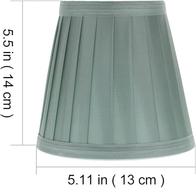 Hemobllo Clip-On Mini Lamp Shade 5x5x3In Green Fabric – Pleated Light Diffuser for Table & Floor Lamps, Space-Saving Accent for Bedroom, Living Room