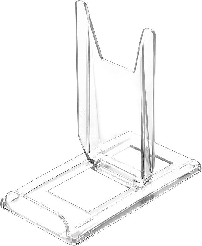 TERDEWE 10 Pack Acrylic Book Stand for Display Adjustable Clear Display Holder Easel Collector Stand for Home Office Back to School Comic Album CD Magazine Postcard Artworks (4.2 x 4.3 x 2.35 Inch)