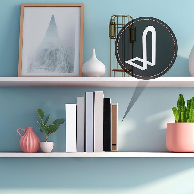 Chunful 2 Pcs Modern Metal Book Ends for Shelves Decorative Small Bookends Book Shelf Organizer Minimalist Design Stopper to Hold Books for Home Office (White,5.5 * 3.75 * 2.25inch)