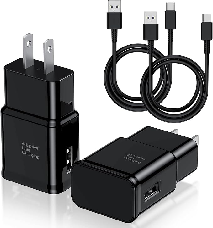 Type C Charger Fast Charging, 2 Pack USB C Android Phone Wall Charger Block & 3ft Charge Cable Cord, for Samsung Galaxy S8/S9/S10 Plus Active S10e, S20/S21 Ultra Plus, Note 8 9 10