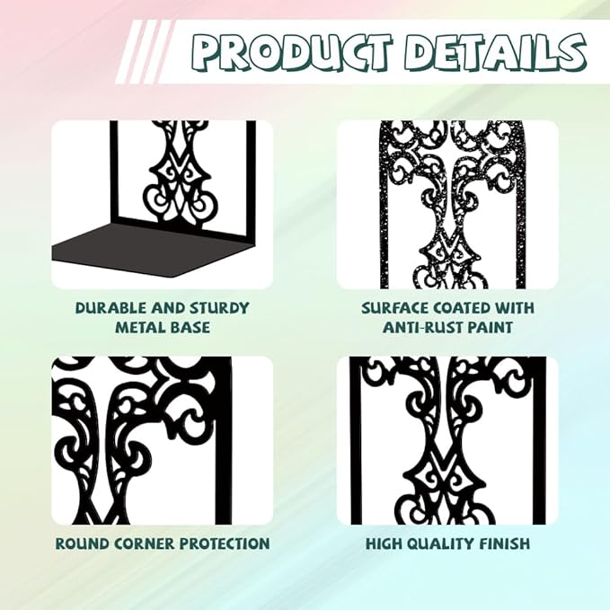 Peacoblue Metal Bookends for Shelves, Modern Decorative Heavy Duty Study Book Support Stoppers for Office, Desk, Shelf, Room 5.3"x4.3"x6.7" Cast Iron Simple Tall Bookends, 1 Pair (Cross)