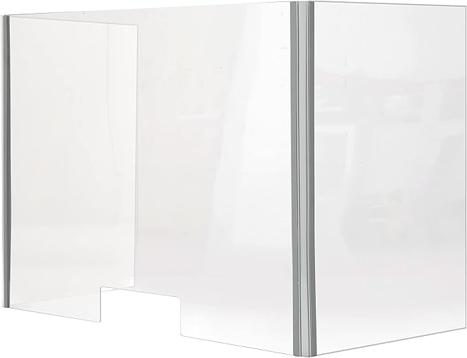 M&T Displays Foldable Sneeze Guard with Slot Cough Barrier Protective Shield Portable Student Desk Divider Screen Clear Table Panel for School 18x16x9 Inch