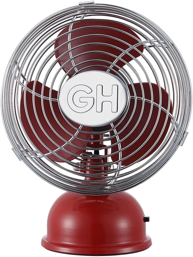 Good Housekeeping (92521) All-Metal USB-Powered 5" Oscillating Personal Fan (Crimson Red)