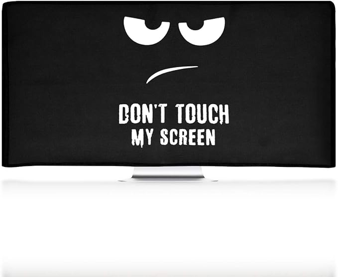 kwmobile Computer Monitor Cover Compatible with 34-35" monitor - Don't Touch My Screen White/Black