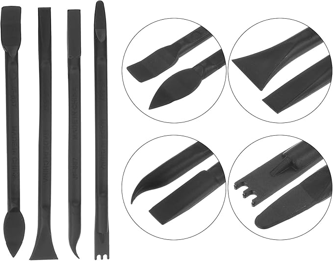 uxcell 10in1 Set Electronics Repair Tool Kit, Plastic Pry Bar, Disassemble Removing Set for Screen Glue Removal Black