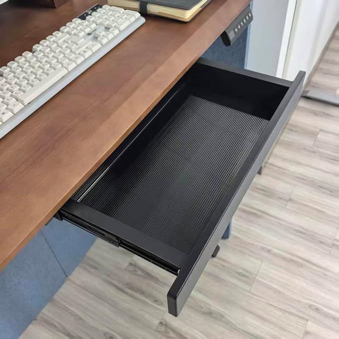 Under Desk Mounted Sliding Drawer to Pull Out, Attachable Desk Pencil Drawer with Ball-Bearing Slides, Metal and Plastic Storage Drawer (Black)