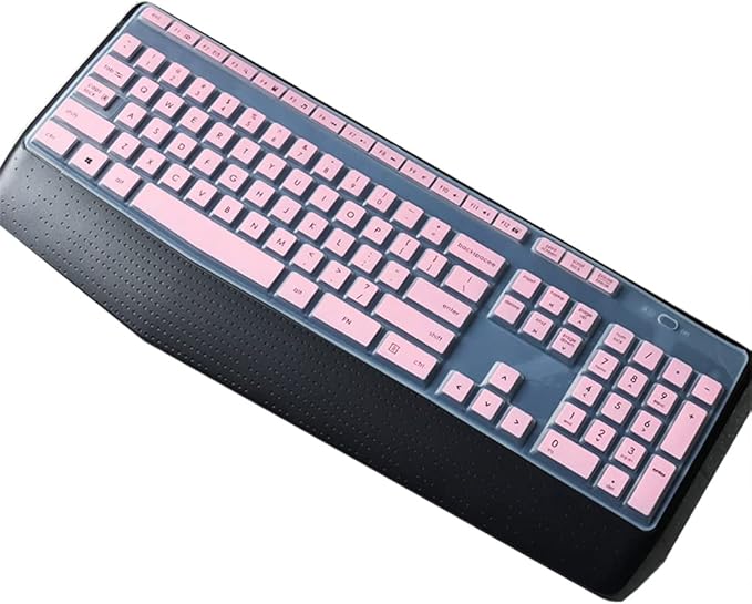 Dust-Proof Silicone Keyboard Skin Cover Compatible for Logitech MK345 K345 Wireless Combo Keyboard, MK345 Keyboard Protector Skin (Pink)