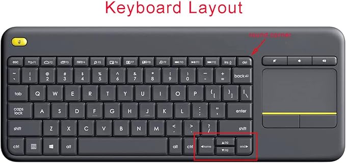 Silicone Keyboard Skin Cover Protector Compatible for Logitech K400 Plus Wireless Touch HTPC TV Keyboard (NOT Compatible for Logitech K400 with Built-in Touchpad or K400r) - Clear