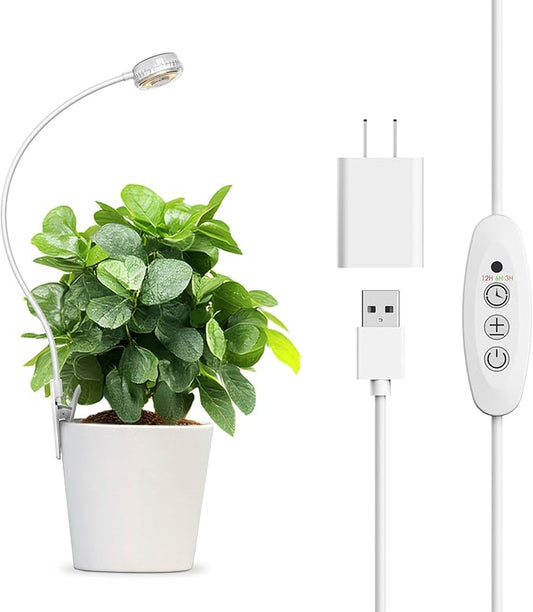 5W Clip on Grow Lights for Indoor Plants,Pot LED Small Grow Light for Indoor Growing, Full Spectrum Small Plant Light, 4000k with 4-Level Dimmable, Auto On/Off 3 6 12 Hrs Timer for Succulents