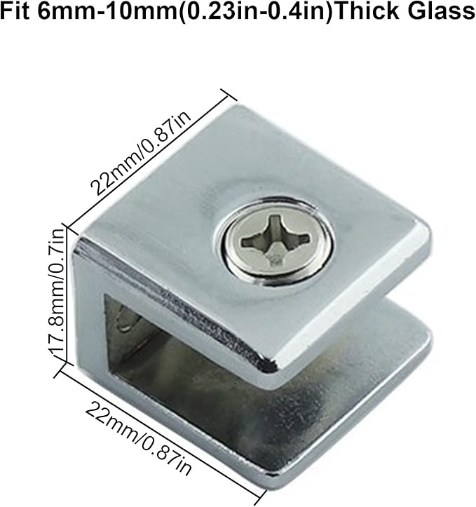Glass Shelf Bracket Glass Clamp Holder Adjustable Clamp Shelf Clip for 6-10mm Thickness - 4pcs