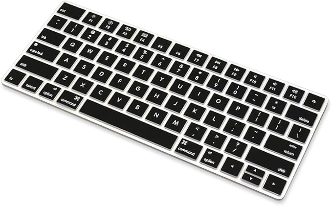 ProElife Ultra Thin Silicone Keyboard Protector Cover Skin for Apple Magic Keyboard & Magic Keyboard 2 (U.S Version, Model: MLA22L/A-A1644, Without Numeric Keypad) (Black)
