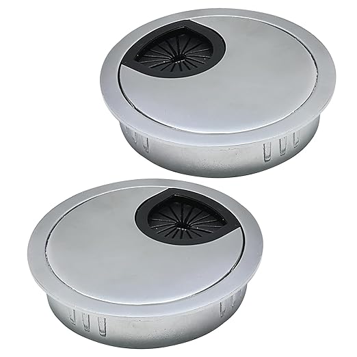 Desk Grommet 2" (50 mm), Desk Cord Hole Cover, Cable Grommet Metal Zinc Alloy Materilal, Desk Hole Grommet for Office and Home Table Cable, Detachable Cable Cord Organizer (Matte Silver 2 Pcs)