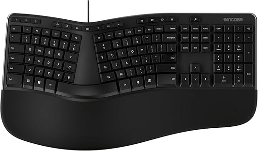 Incase Ergonomic Keyboard – Designed by Microsoft – Refined Ergonomic Design, Built-in Shortcuts Keys, Layered Palm Rest for Elevated Wrist Support, Integrated Number Pad – Black