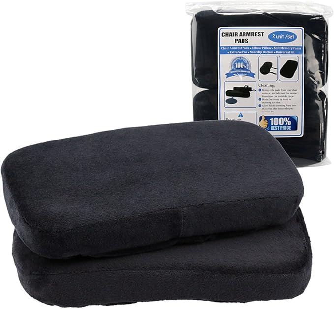 Chair Armrest Pads,Memory Foam Office Chair Arm Covers and Elbow Pillow for Elbows and Forearms Pressure Relief(Set of 2)