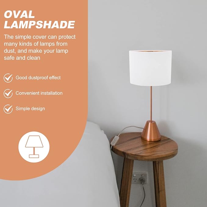 KALLORY Cloth Lamp Shade Oval Shaped Clip-on Lamp Cover Shade Accessories for Table Floor Pendant Lamp Replacement