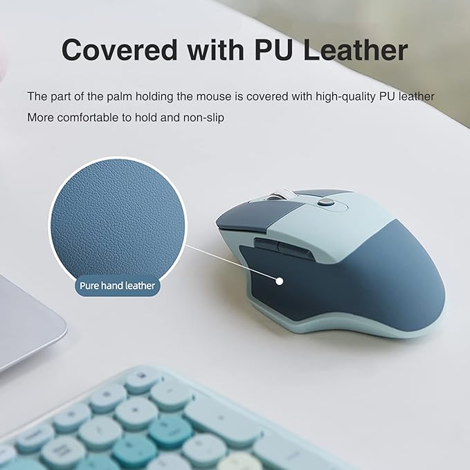 Wireless Ergonomic Keyboard and Mouse Combo with PU Wrist Rest, Carpal Tunnel Keyboard, 2.4G Colorful Split Ergo Keyboard, Comfortable Natural Typing, Compatible with PC/Laptop (Purple)