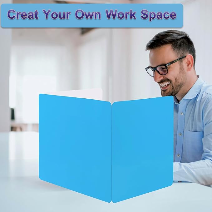 EARTHSON 24 Pcs Privacy Folders for Students, Privacy Dividers for Classroom, Study Carrel Desks Privacy Boards, Privacy Shields Folder for School Teachers Home, Blue
