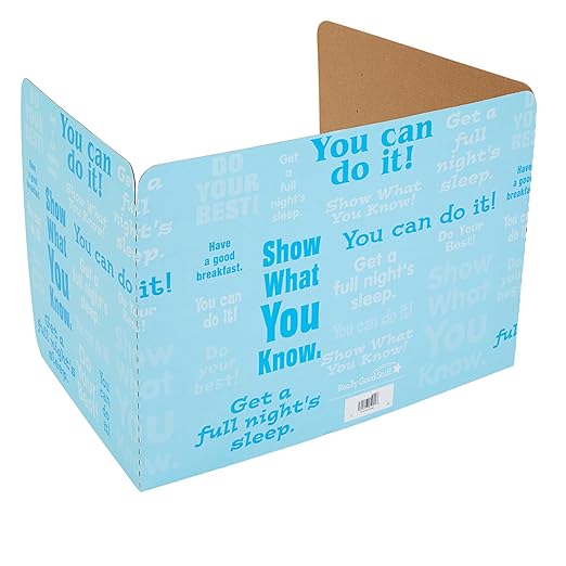 Really Good Stuff Privacy Shields for Student's Desks - 14"H x 22"W x 16"D - Blue Desk Dividers with Motivational Messages (Set of 12)
