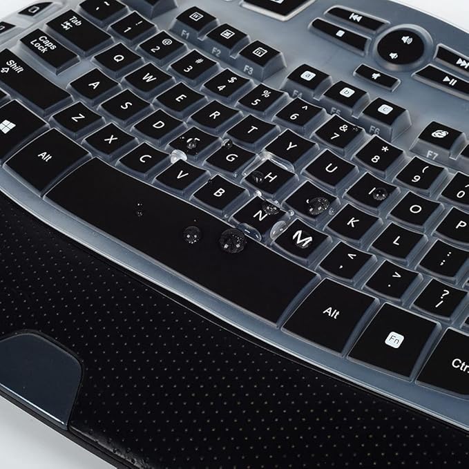 Keyboard Cover for Logitech K350 MK570 MK550 Keyboard Skin for Logitech K350 MK550 MK570 Wireless Wave Keyboard Cover Protective Skin Accessories, Black