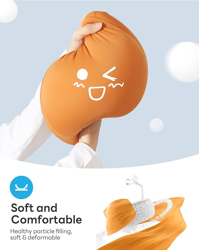 SAIJI Tablet Pillow Stand, Kindle Holder Compatible with 4.7-15.6” Kindle, Phone, Portable Monitor, 360° Adjustable Tablet Stand for Bed with Flexible Dual Axis Arm&Microbead Cushion (Orange)