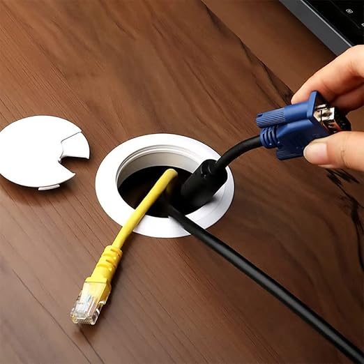 TuTuYa White Desk Grommet 2-3/8 Inch, Desk Cable Grommet 60mm Desk Cable Hole Cover with Hole Saw, Cable Pass Through, Ideal Solution for Office and Home Table Cable