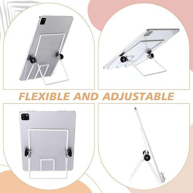 Kenning 24 Pack Adjustable Plate Stands for Display 7.1 Inch White Metal Foldable Easel Book Display Stands Bulk Decorative Plate Holders for Platter Frame Photo Tabletop Art(Four Corners)