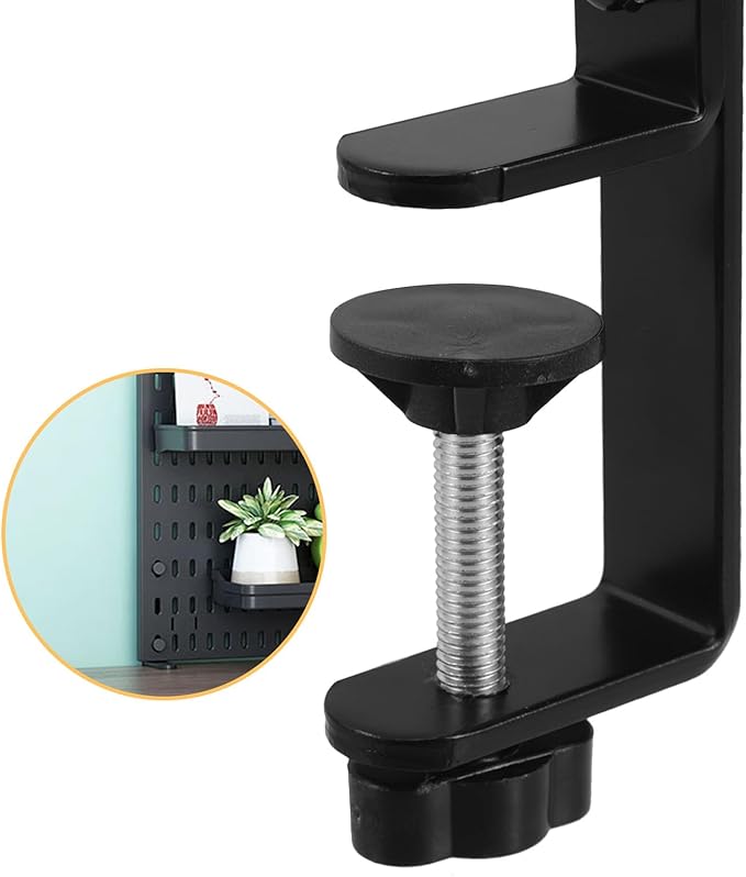 NUOBESTY 1 Pair Black T-Shaped Metal Pegboard Holder for Desk Edge Mounting Table Pegboard Display Brackets Work from Home Accessories