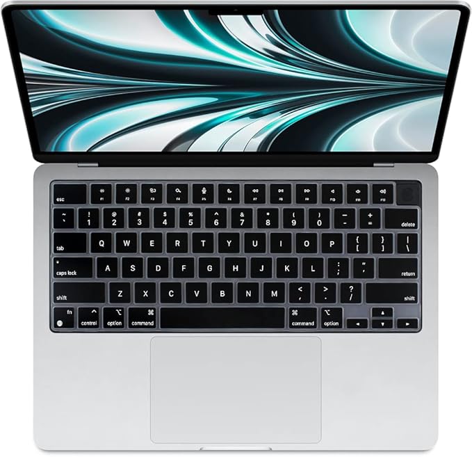 ProElife Keyboard Cover Skin for MacBook Air 13.6 inch 15 inch 2026-2022 M5 M4 M3 M2, Ultra Thin Keyboard Protector U.S Enter for 2026-2022 Air 13.6'' 15'' M5 M4 M3 M2 Accessory (Black)