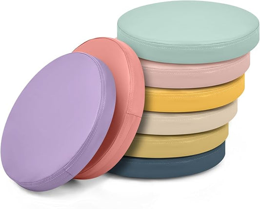 Juexica 8 Pcs Extra Thick Flexible Seating Floor Cushion Assorted Colored Floor Pillow Classroom Seat Cushion Soft Classroom Seating for Kid Learning(Hippie Boho,13.8 x 13.8 x 2 Inch,Round)