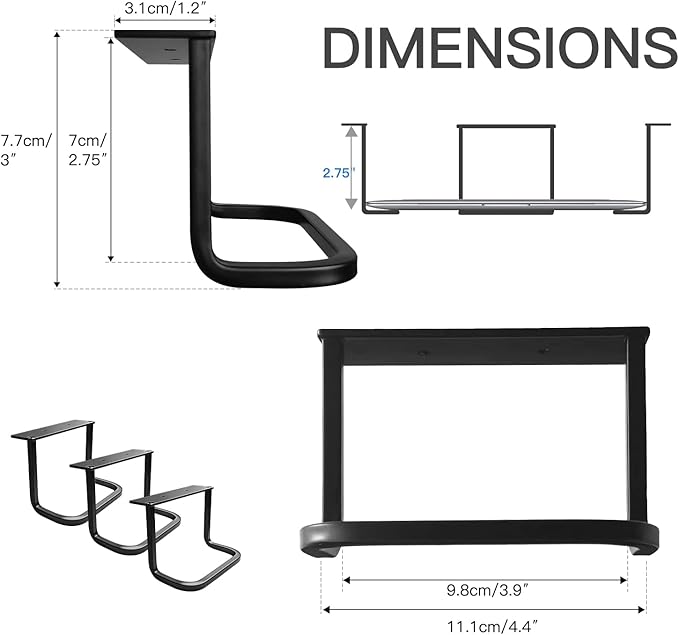 Under Desk Laptop Mount, Laptop Under Desk Mount 2.7 inches Tall Effective Space, Aluminum Under Desk Laptop Holder Dock Station for Laptop MacBook Dell OptiPlex PS4 Dell WD19 Mac mini M4 Dock & More